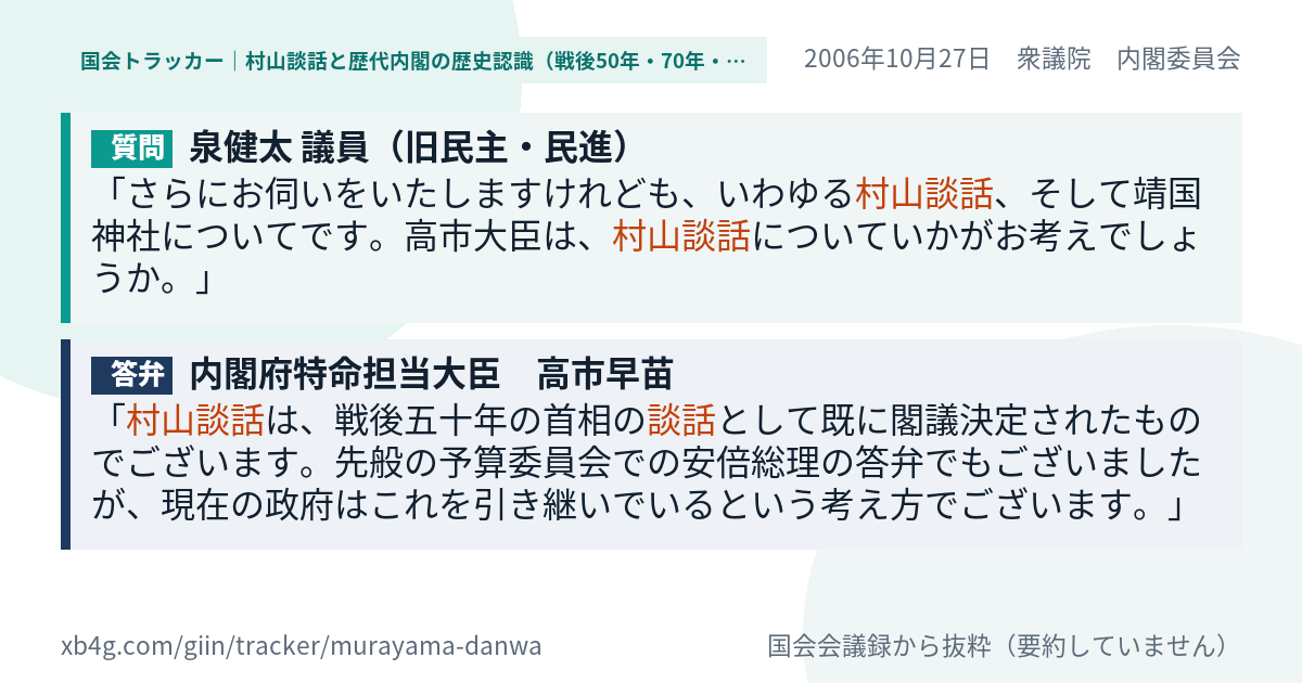 質問と答弁のカード