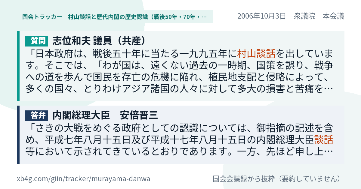 質問と答弁のカード
