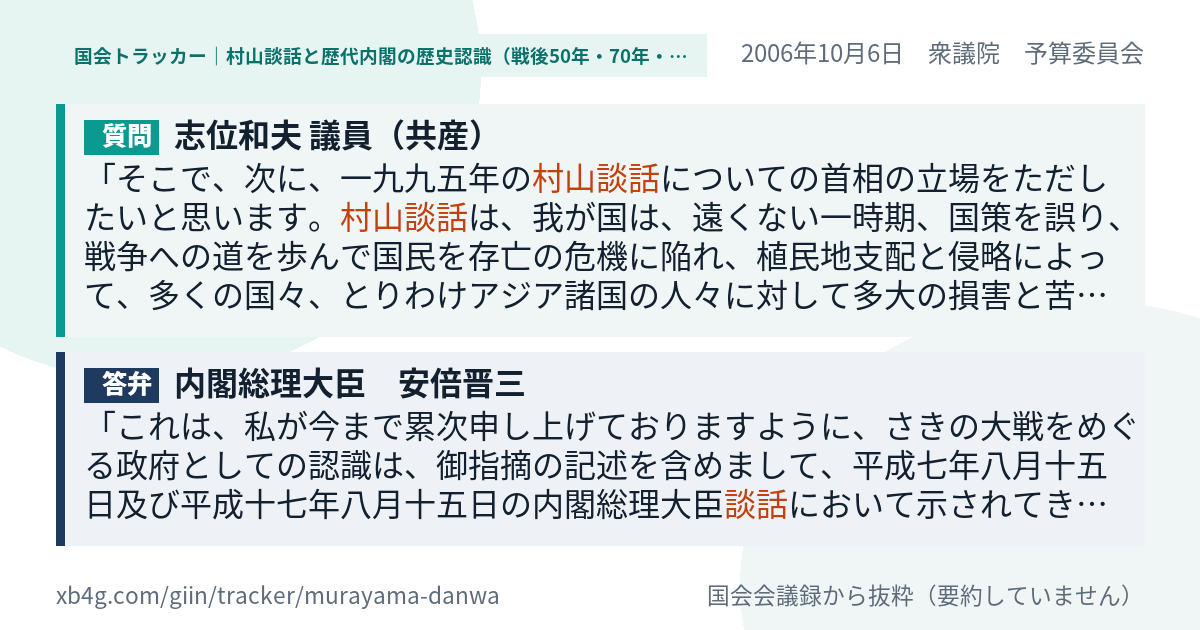 質問と答弁のカード