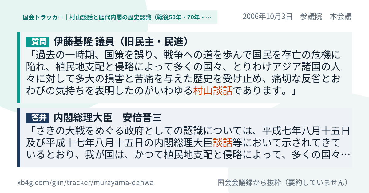 質問と答弁のカード