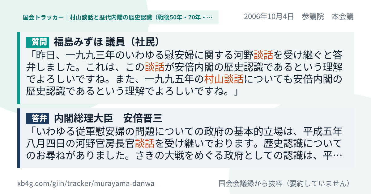 質問と答弁のカード