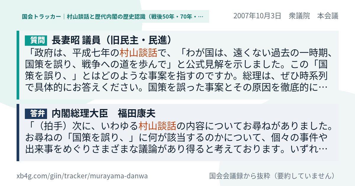 質問と答弁のカード