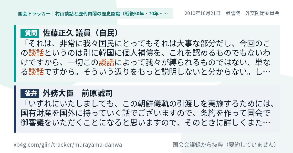 質問と答弁のカード