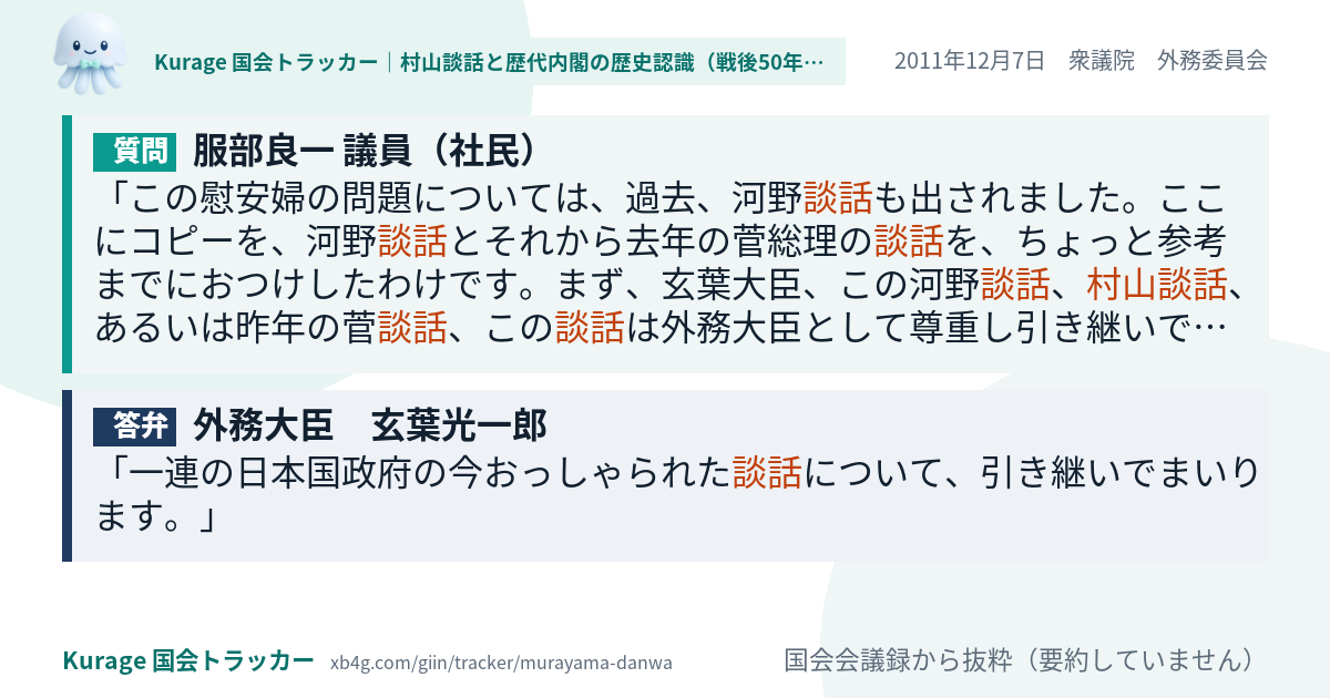 質問と答弁のカード