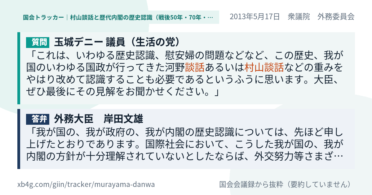 質問と答弁のカード