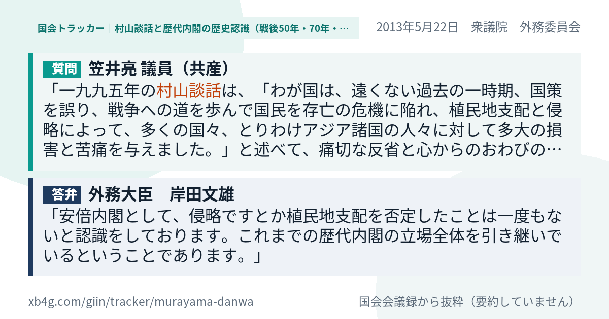 質問と答弁のカード