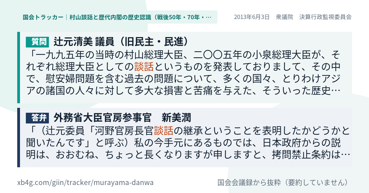質問と答弁のカード