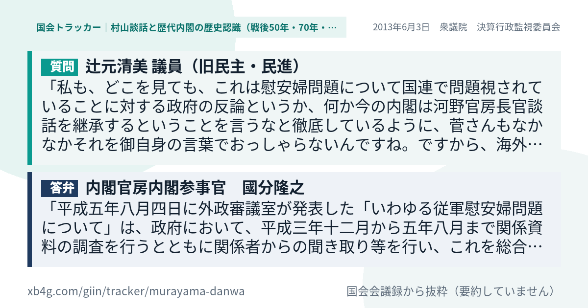 質問と答弁のカード