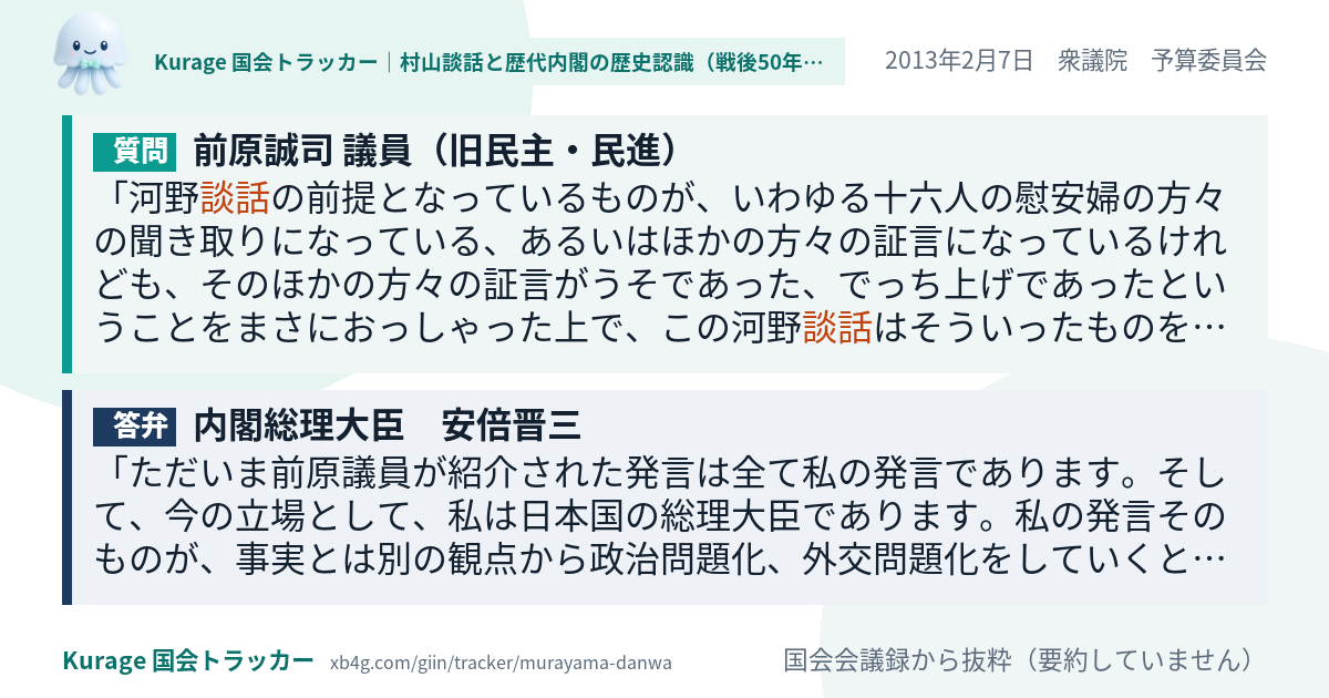 質問と答弁のカード