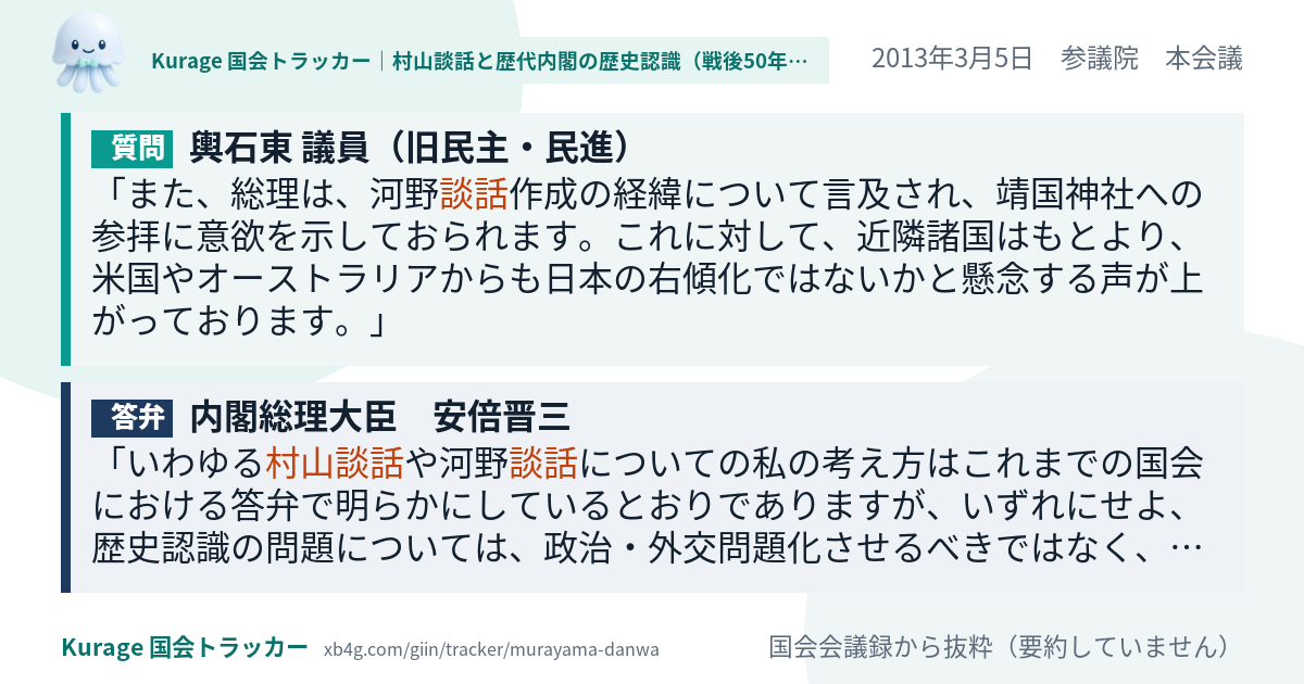 質問と答弁のカード