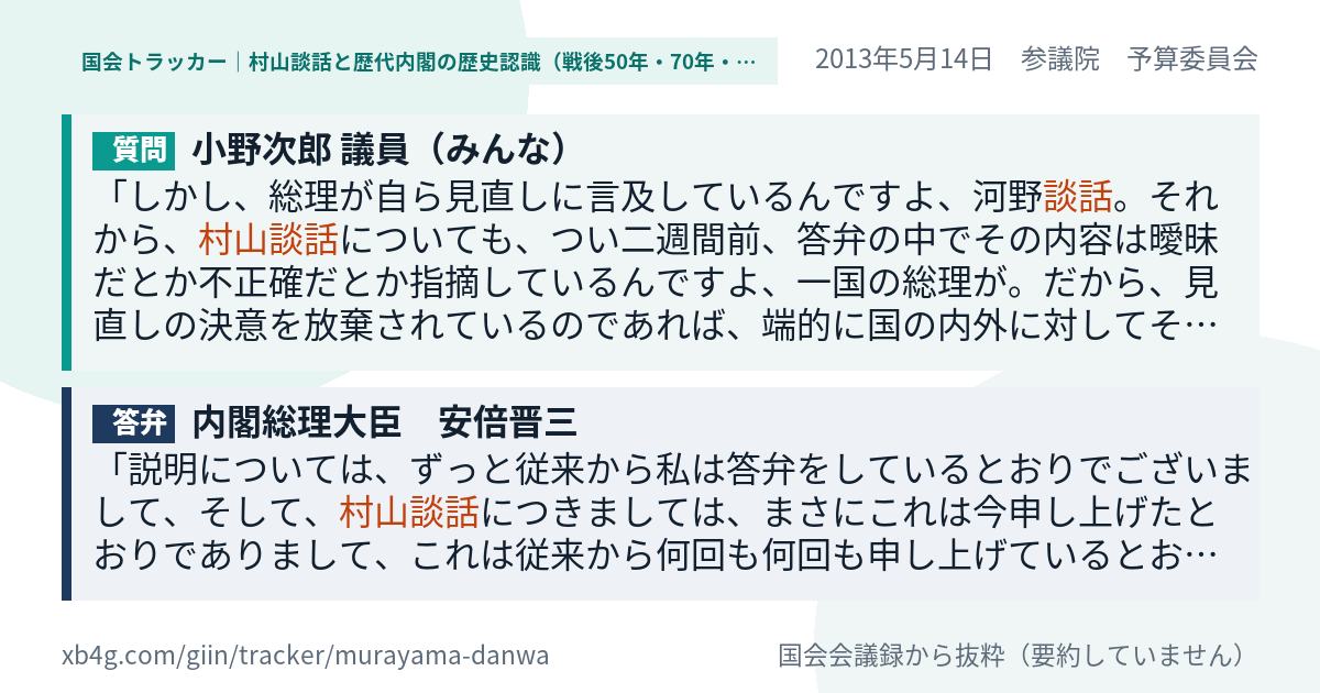 質問と答弁のカード