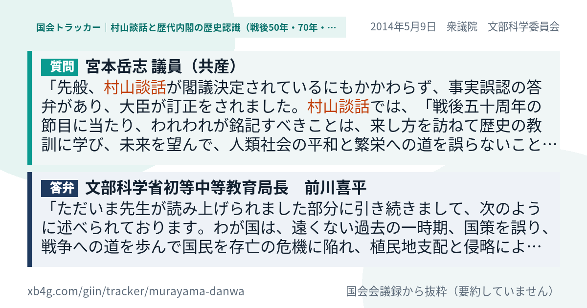 質問と答弁のカード