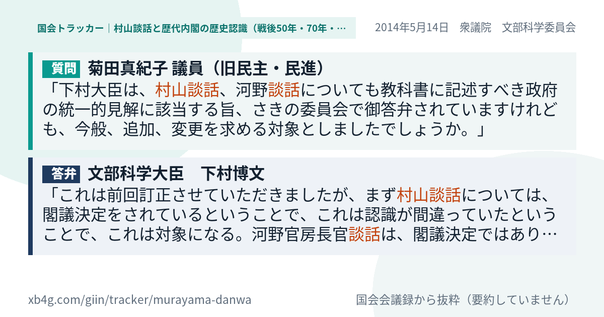 質問と答弁のカード