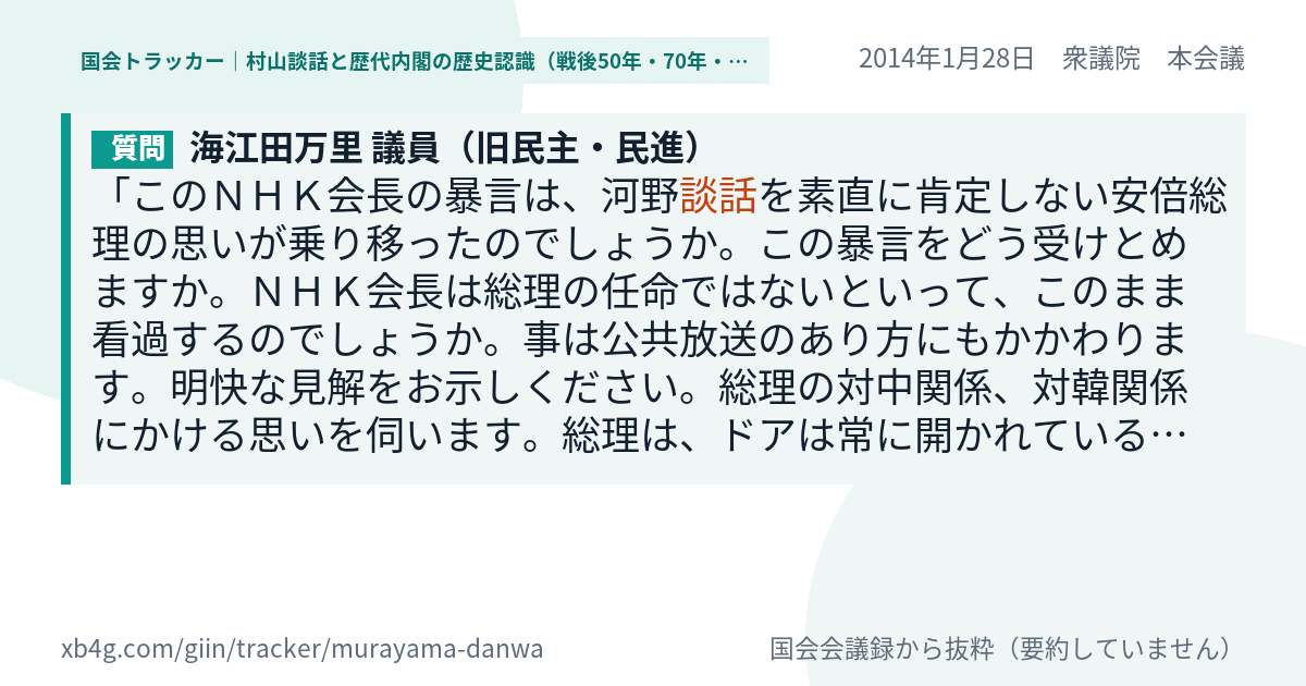 質問と答弁のカード