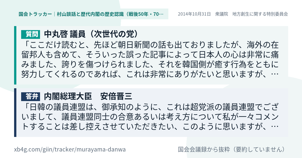 質問と答弁のカード