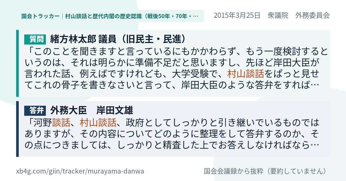 質問と答弁のカード
