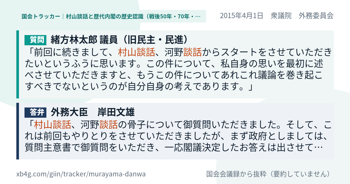 質問と答弁のカード