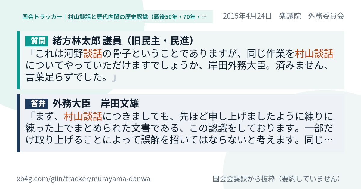 質問と答弁のカード