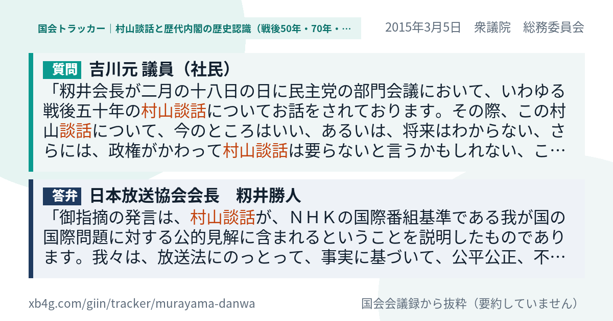 質問と答弁のカード