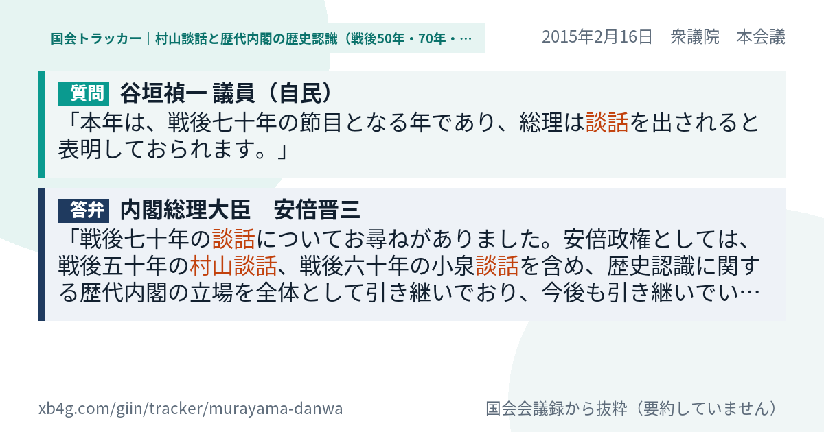 質問と答弁のカード