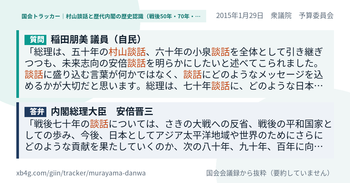 質問と答弁のカード