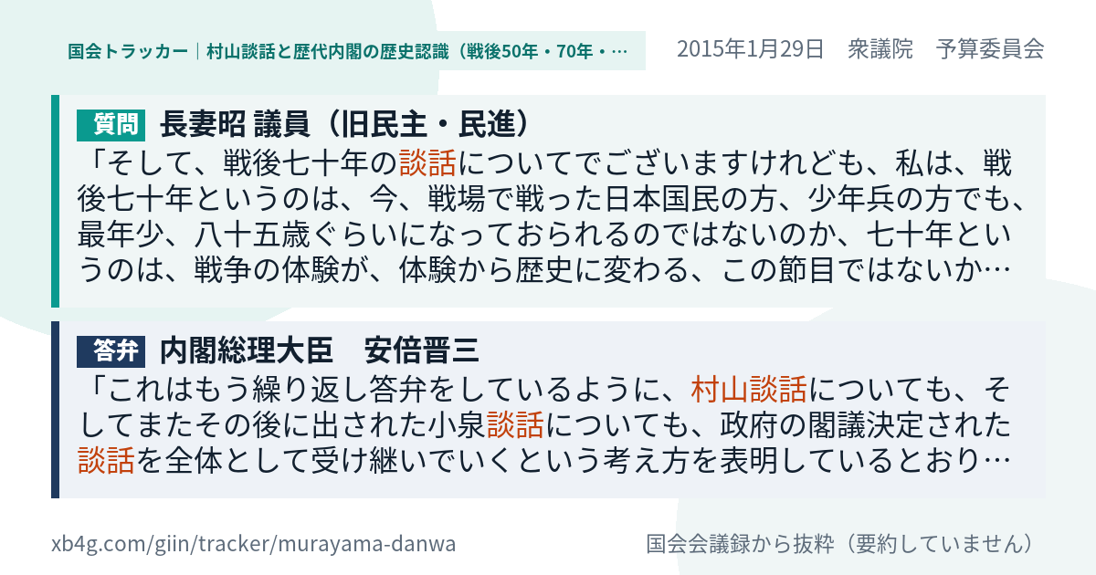 質問と答弁のカード