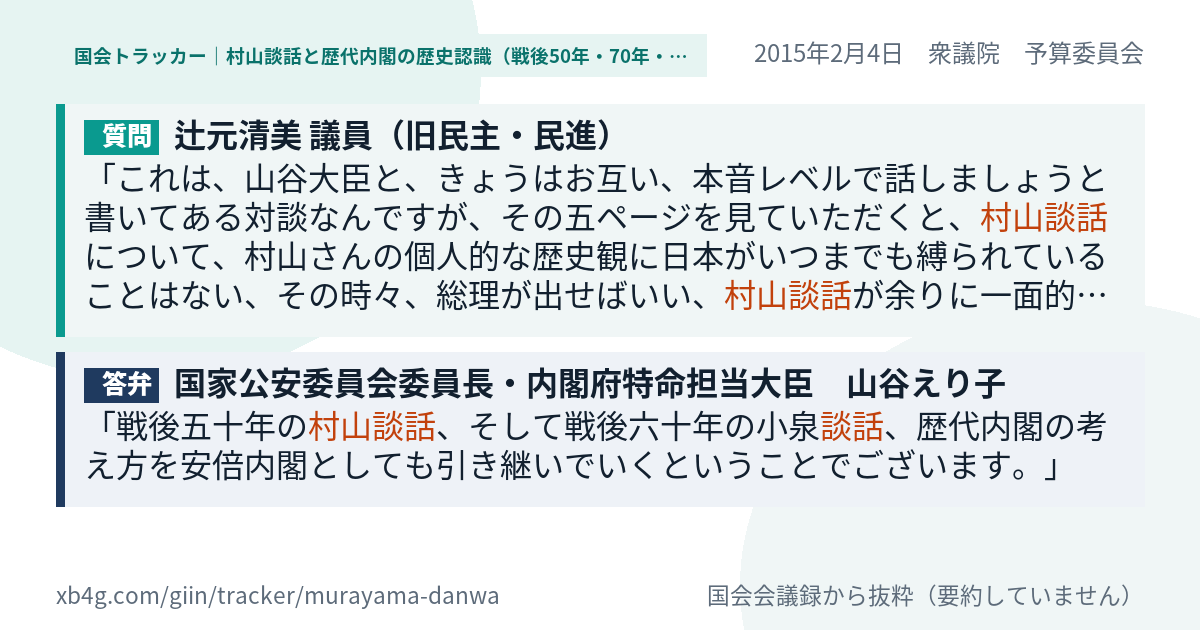 質問と答弁のカード