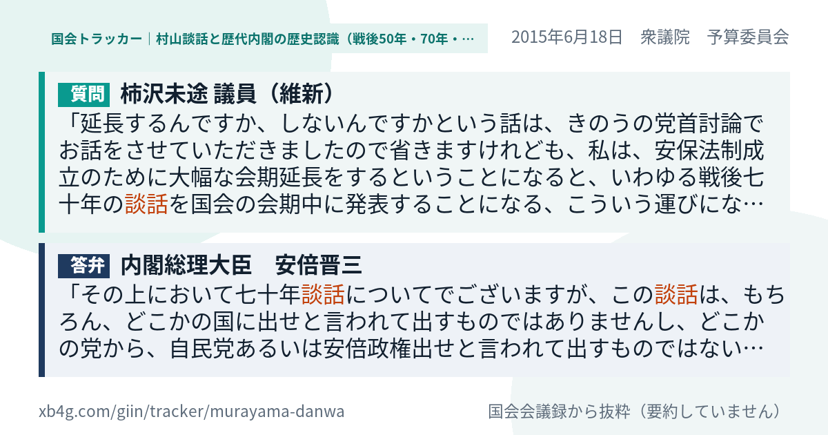 質問と答弁のカード
