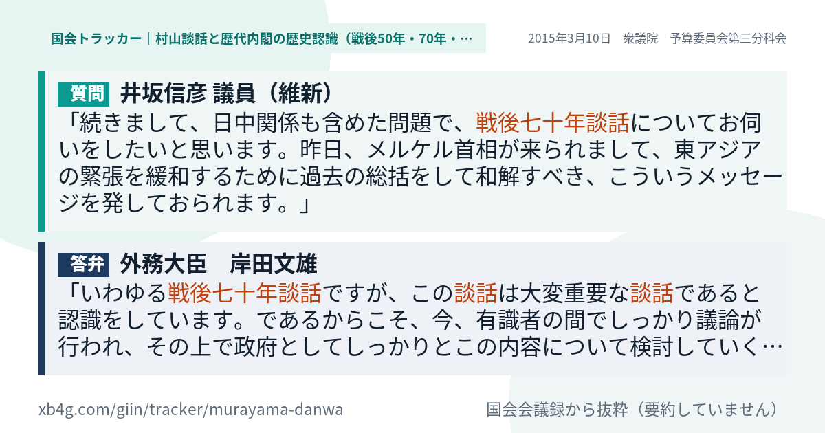 質問と答弁のカード