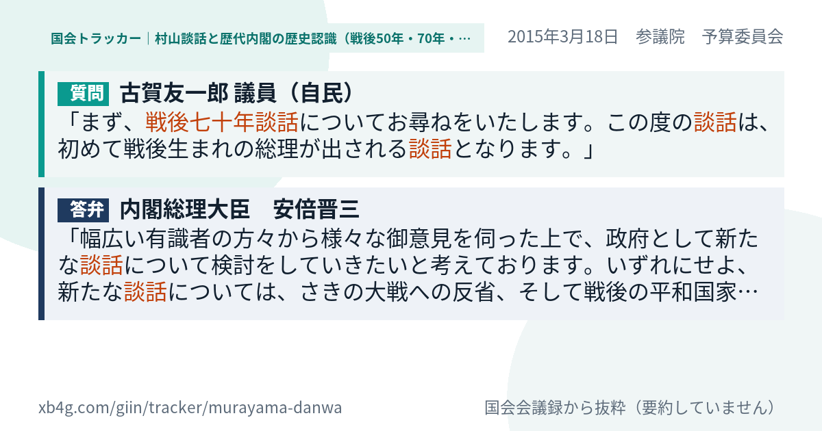 質問と答弁のカード