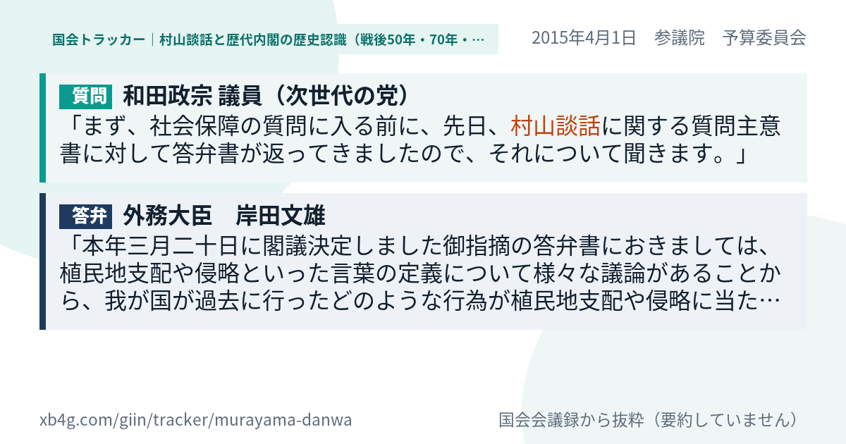 質問と答弁のカード