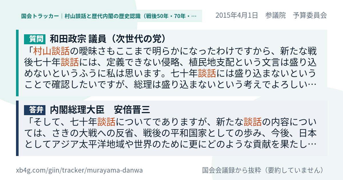 質問と答弁のカード