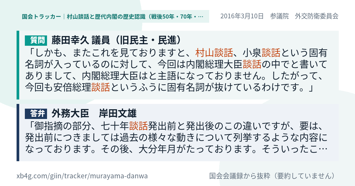 質問と答弁のカード
