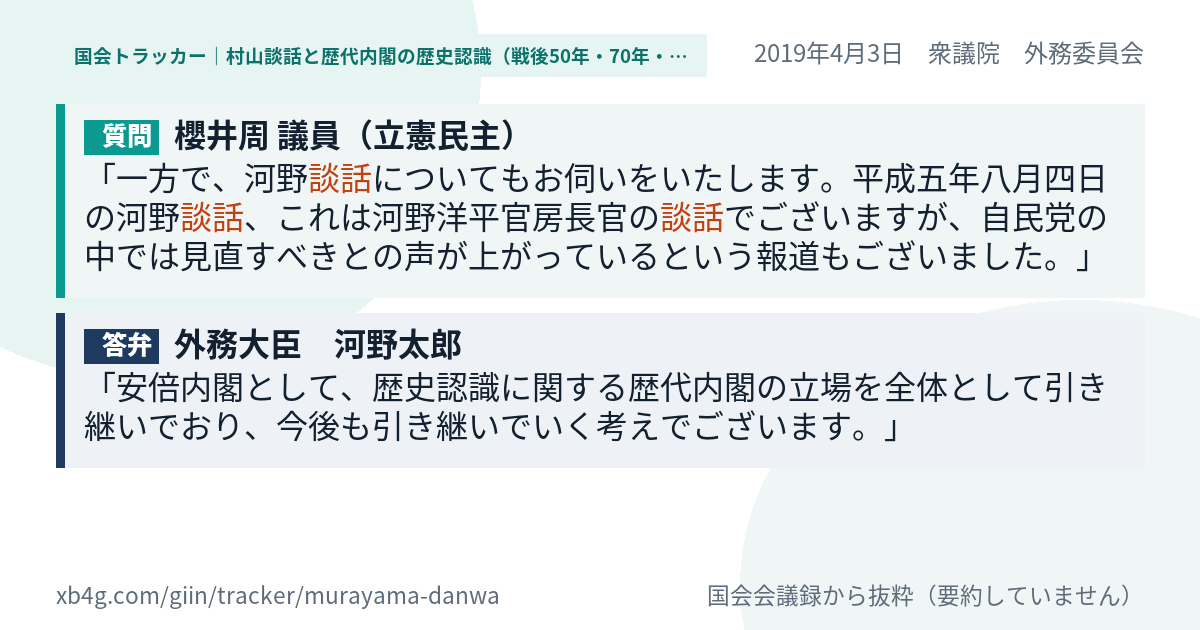質問と答弁のカード