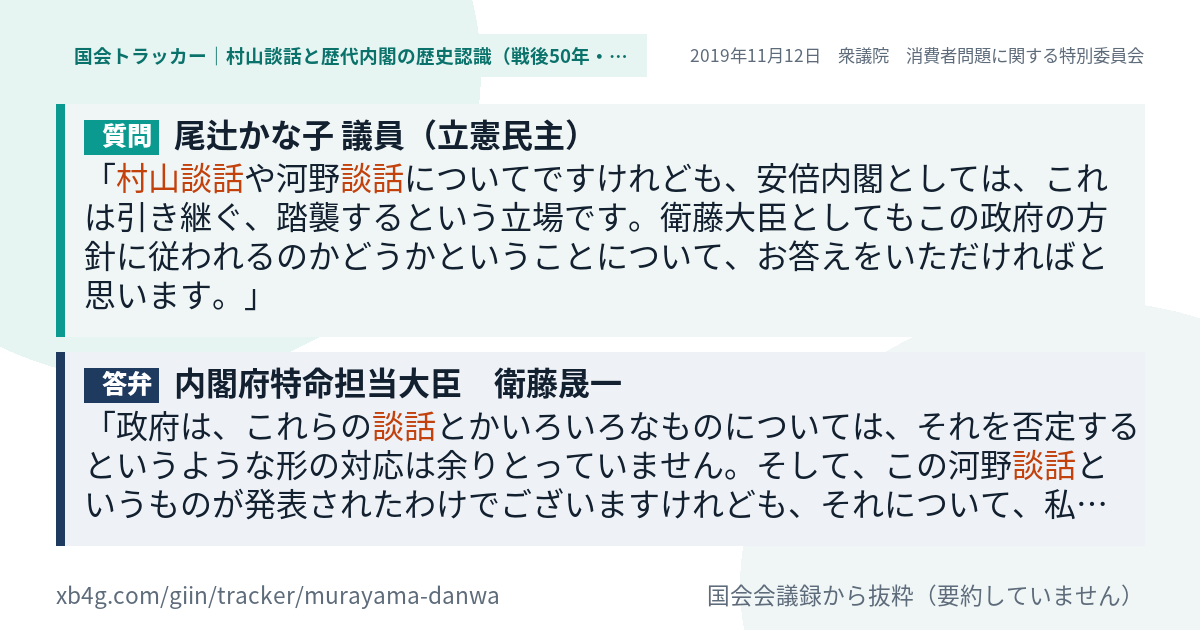 質問と答弁のカード