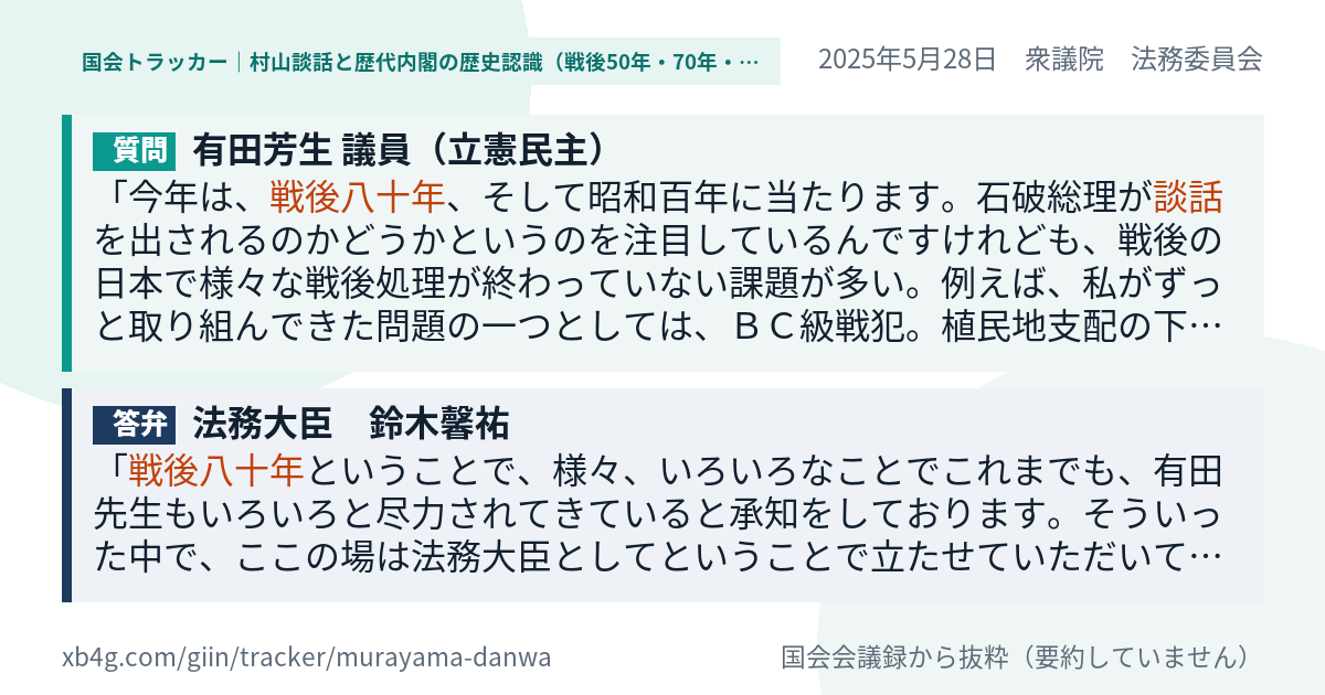 質問と答弁のカード