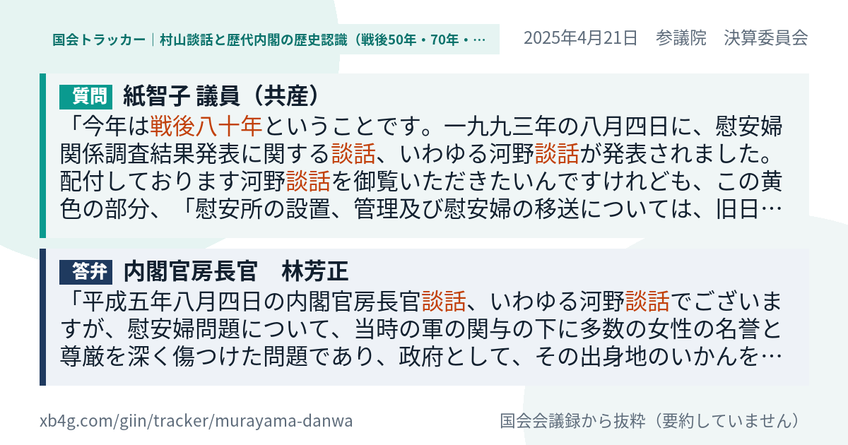 質問と答弁のカード