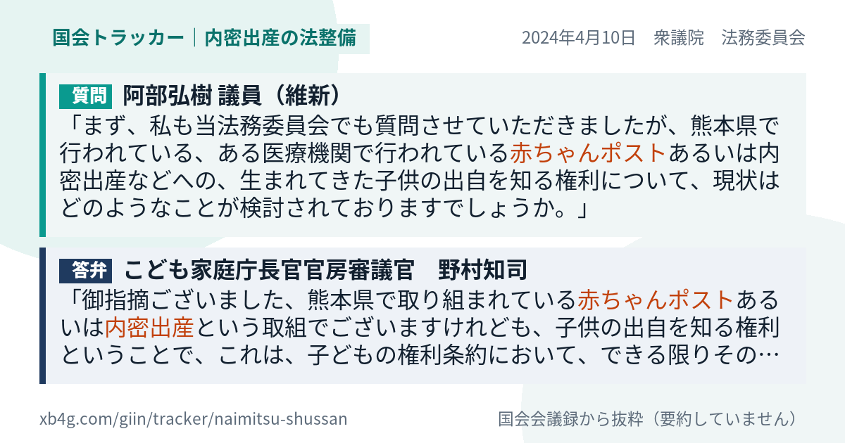 質問と答弁のカード
