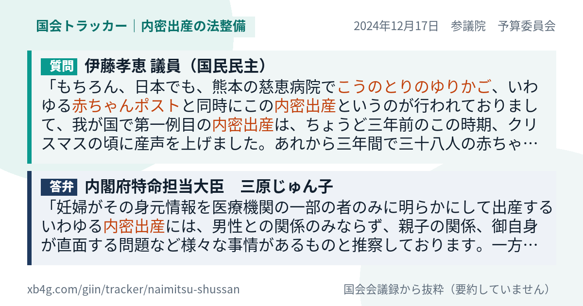 質問と答弁のカード