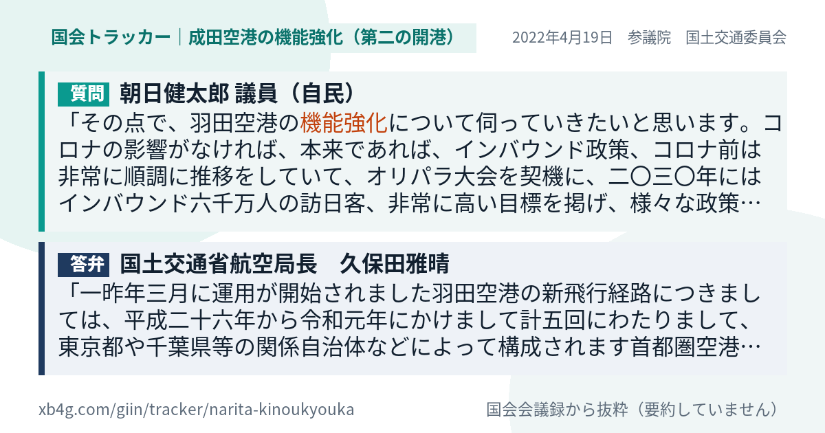 質問と答弁のカード