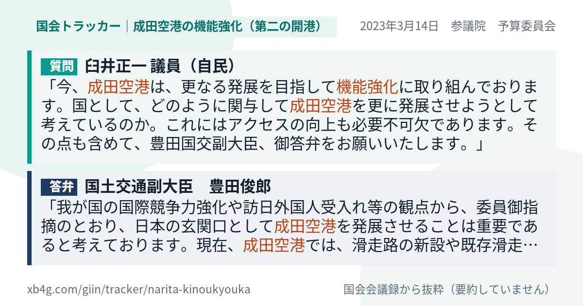 質問と答弁のカード
