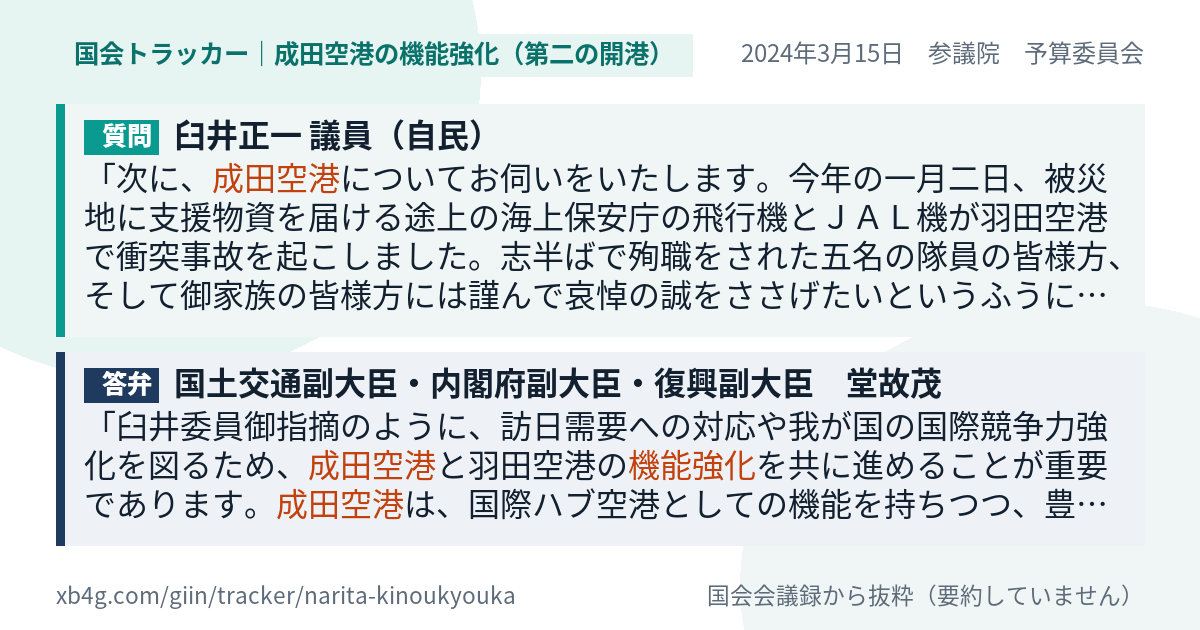 質問と答弁のカード