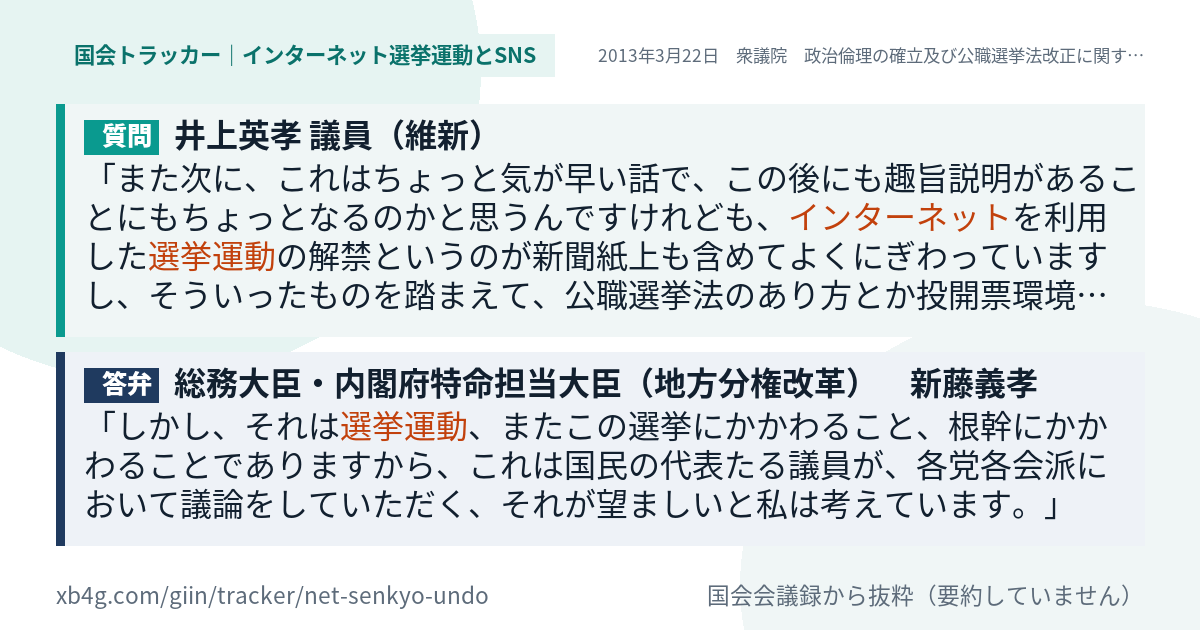 質問と答弁のカード