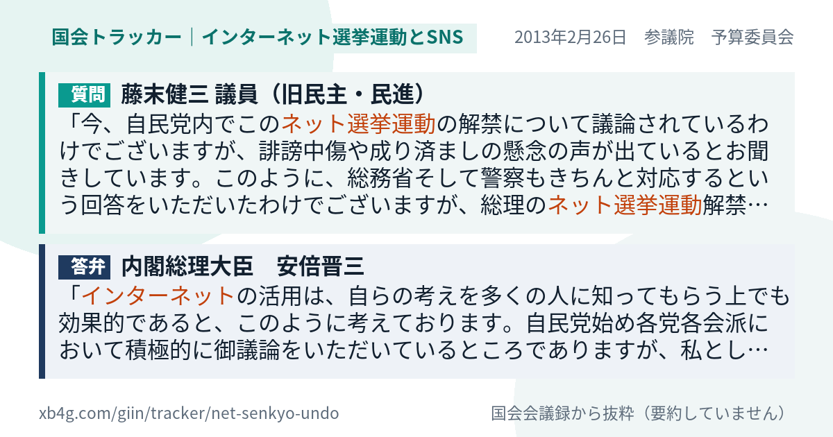 質問と答弁のカード