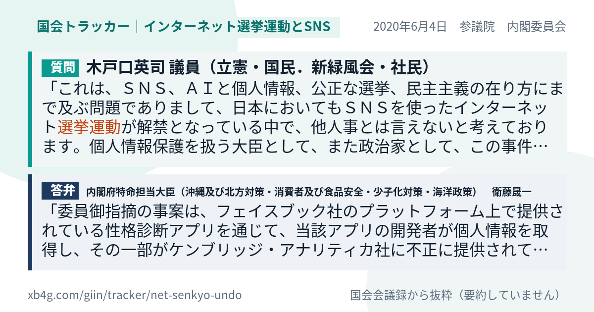 質問と答弁のカード