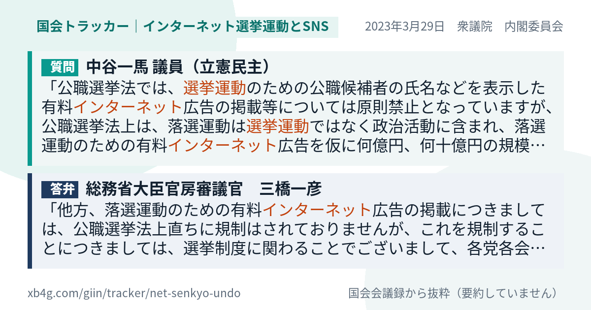 質問と答弁のカード