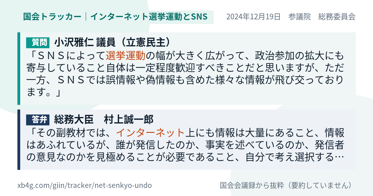 質問と答弁のカード