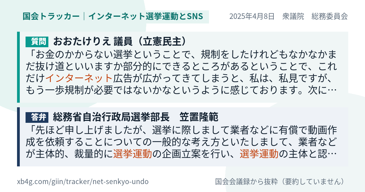 質問と答弁のカード