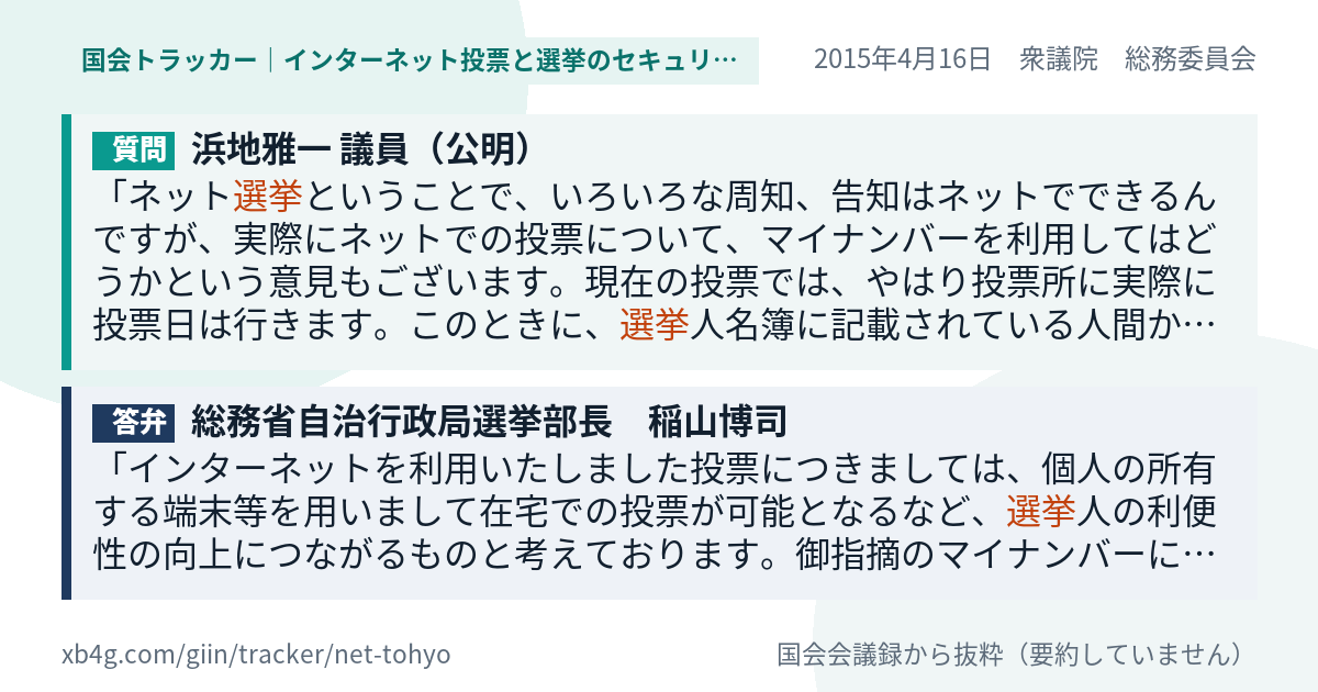 質問と答弁のカード