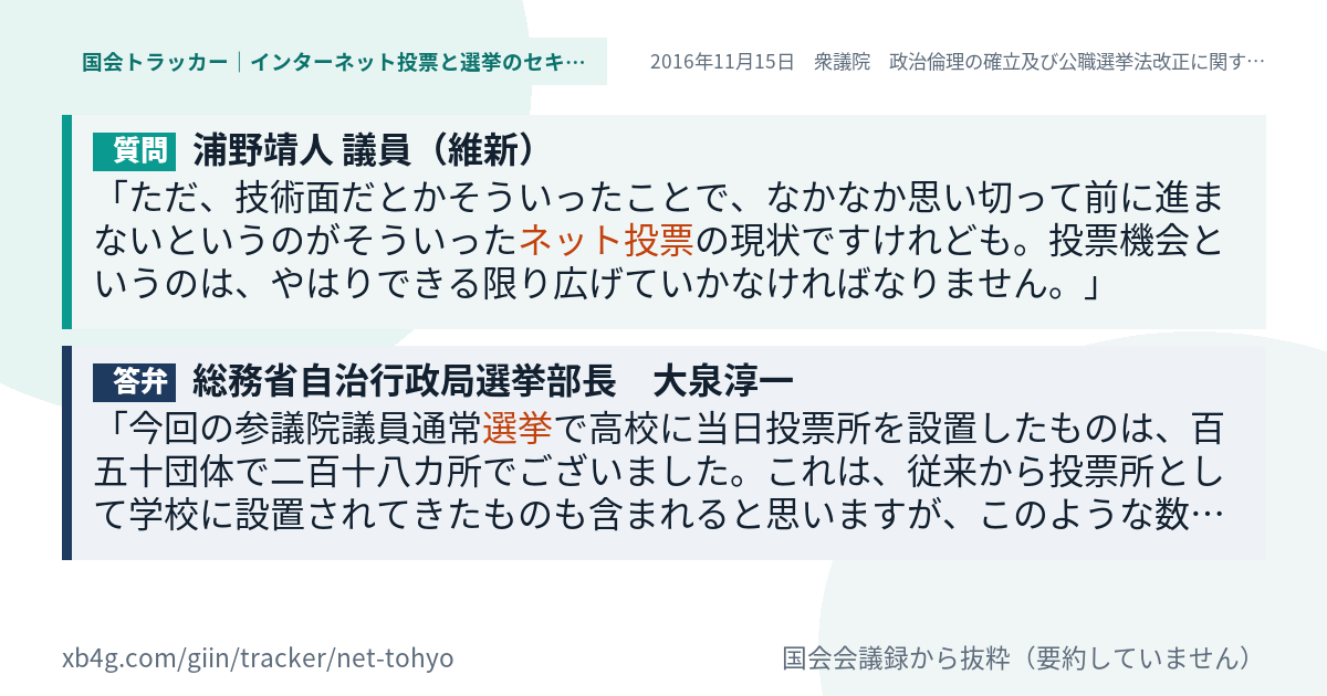 質問と答弁のカード